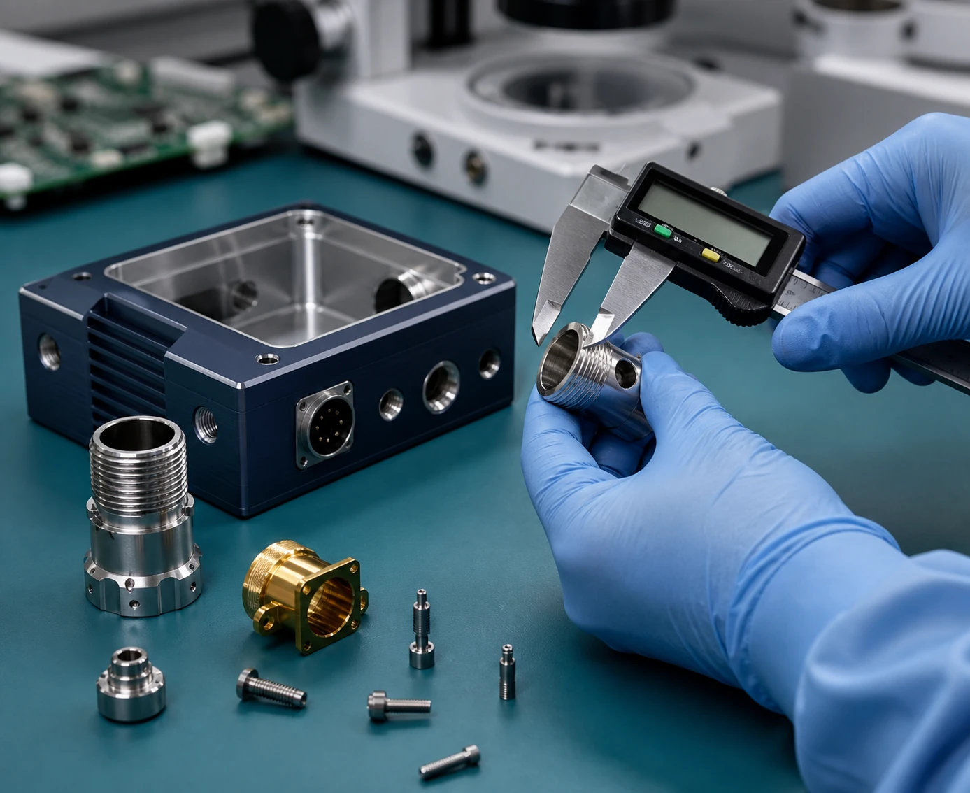 Inspection of precision-machined components for electronics equipment