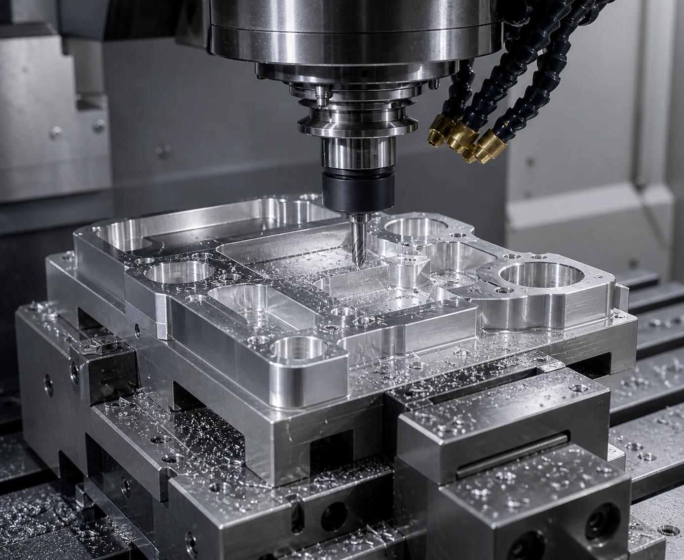 Precision CNC milling of a complex aluminum component