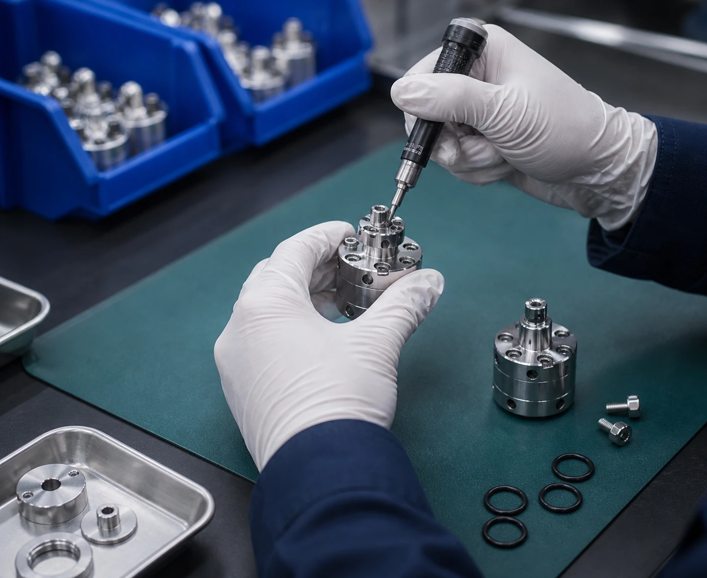 Mechanical assembly of precision-machined components